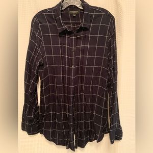 Banana Republic Navy Windowpane Button-Down Shirt